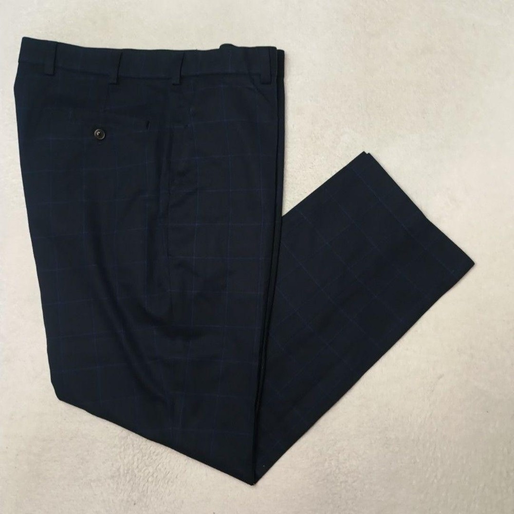 Brooks Brothers Pants Mens 38x30 Blue Advantage Chino Clark Check Cotton Work